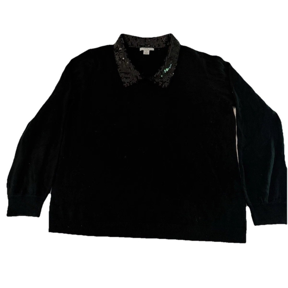 Women's Sweater Mercer Street Studio‎ Black XL Sequence Collar